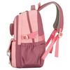 Geräumiger Schulrucksack aus Polyester in Rosa, aufgehängt an verstellbaren Trägern – Peterson