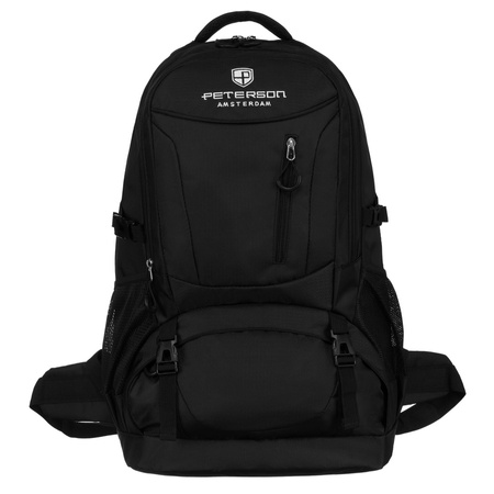 Schwarzer Wanderrucksack aus Polyester mit verstellbaren Trägern – Peterson