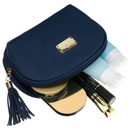 Dunkelblaue Kosmetiktasche aus synthetischem Material mit Reißverschluss – Peterson