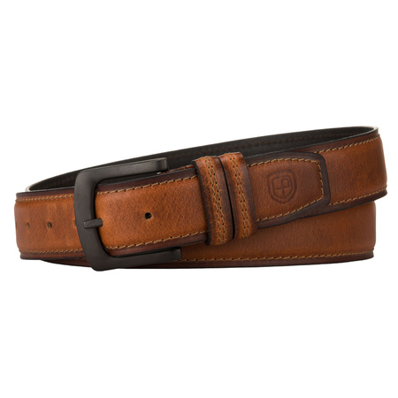 Herren-Gürtel aus Leder, braun, mit klassischer Schnalle und zwei Schlaufen - Peterson