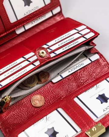 Große Damen Geldbörse aus Leder mit Druckverschluss und RFID – Rovicky