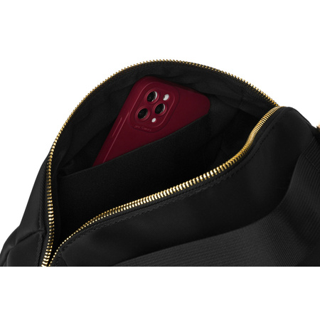 Schwarze Umhängetasche aus Nylon und Öko-Leder mit zusätzlichen Taschen – Peterson