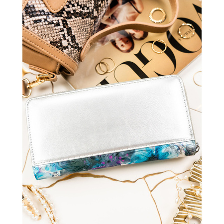 Damen-Geldbörse im Federmäppchen-Stil mit Blumenmuster und Reißverschluss – Peterson