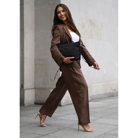 Schwarze, große Damen-Shopper-Tasche aus Nylon, passend für das A4-Format und mit Magnetverschluss – Peterson