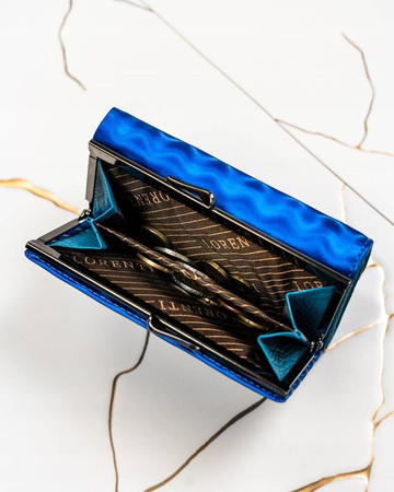 Damen Geldbörse aus Leder mit Bügelverschluss und Wellenmuster – Lorenti