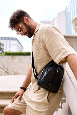 Herren-Rucksack aus Leder für eine Schulter – Peterson