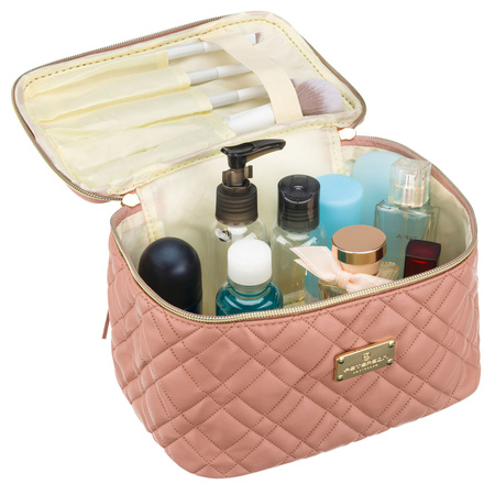 Rosa gesteppte Kosmetiktasche aus synthetischem Stoff mit Reißverschluss – Peterson
