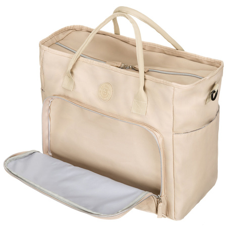 Praktische Reisetasche aus Polyester in Beige, ausgestattet mit einem Koffergriff – Peterson