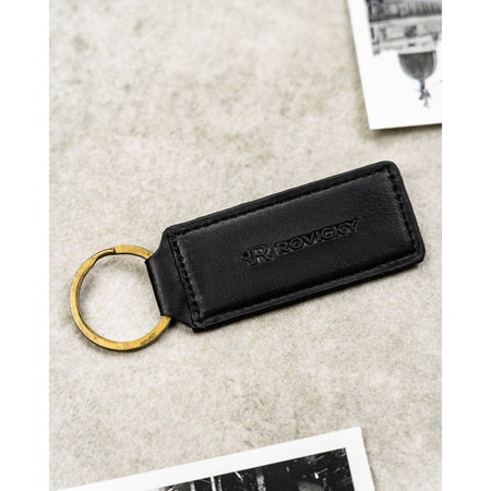 Geschenkset: Herren-Geldbörse, schwarze Herren-Geldbörse aus Öko-Leder und Schlüsselanhänger - Rovicky