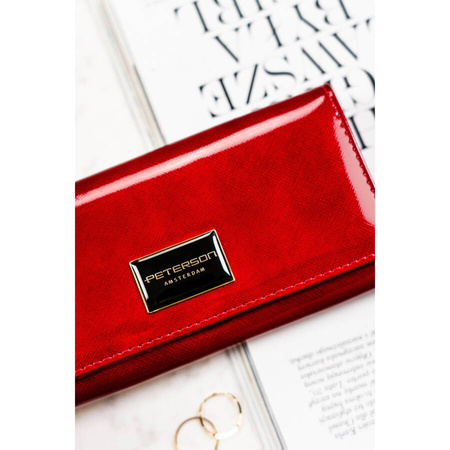 Damen-Geldbörse aus Leder mit Klappe in Rot – Peterson