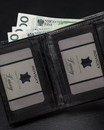 Vertikale Herren Geldbörse aus glänzendem Echtleder ohne Verschluss – Rovicky