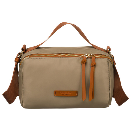 Städtische Umhängetasche aus Nylon und Öko-Leder in Khaki und Braun – Peterson