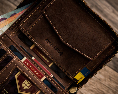 Herren Geldbörse aus Leder mit ukrainischem Wappen und Farben – Peterson