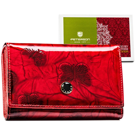 Stilvolle rote Damen Geldbörse aus Leder mit Fächern – Peterson