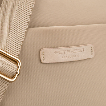 Nylonfarbene, beige Damen-Umhängetasche mit sechs zusätzlichen Taschen – Peterson