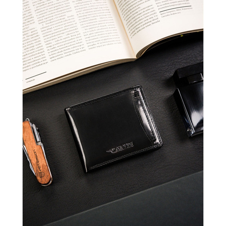 Kartenetui klein querformat schwarz aus Leder – 4U Cavaldi