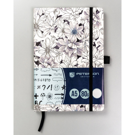 Notizbuch A5 im festen Einband mit Verschlussgummi – Peterson