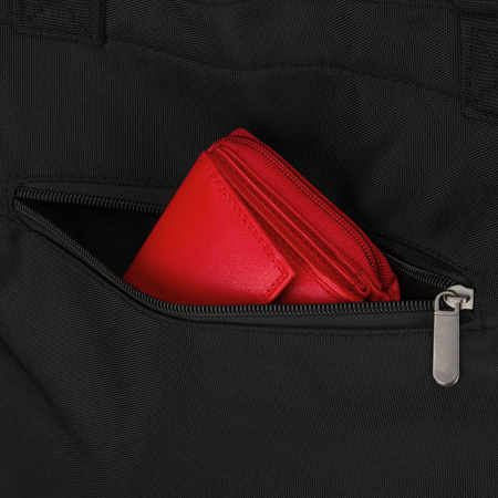 Große, schwarze Damen-Shopper-Tasche mit Reißverschluss und Außentasche, ein Hauptfach – Peterson