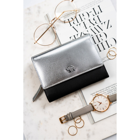 Damen Geldbörse aus echtem Leder mit Druckknopf – Rovicky