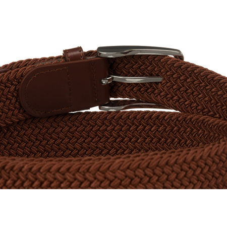Hellbrauner, geflochtener Textilgürtel mit klassischer silberner Schnalle – Rovicky