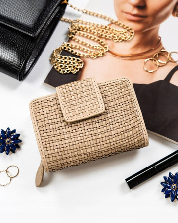 Damen Geldbörse aus Leder mit Druckknopfverschluss – Rovicky