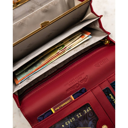 Rote Damen Geldbörse mit Fächern und Klippverschluss – Peterson