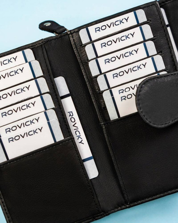 Geräumige Damen Geldbörse aus Leder mit Pfauenfeder-Muster – Rovicky