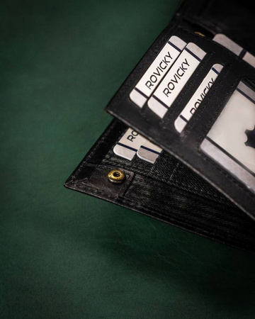 Große Herren Geldbörse aus Leder ohne Verschluss – Rovicky