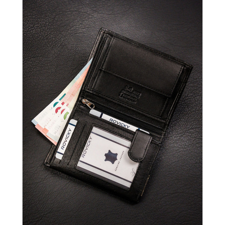 Klassische Herren Geldbörse hochformat schwarz aus Leder – 4U Cavaldi