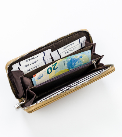 Große Damen Geldbörse im Federmäppchen-Stil aus glattem Öko-Leder – David Jones