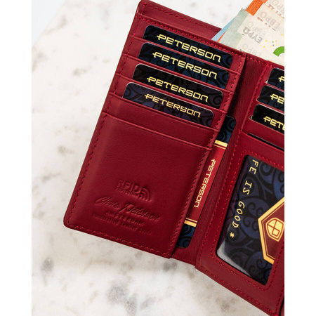 Stilvolle Damen-Geldbörse rot aus lackiertem Saffianleder – Peterson