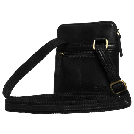 Elegante Herren-Umhängetasche aus Naturleder in Schwarz mit Reißverschluss und Etui-Set – Peterson