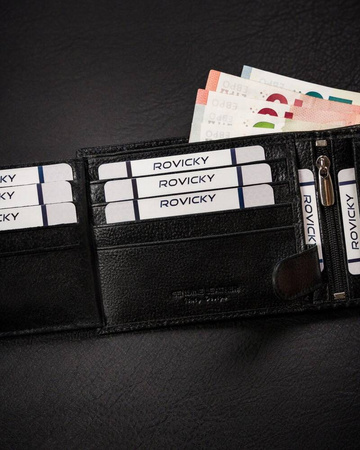 Große Herren Geldbörse aus Leder mit Druckknopfverschluss – Rovicky