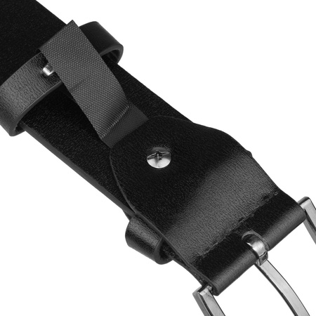 Herren-Gürtel aus Öko-Leder in Schwarz mit traditioneller silberner Schnalle - Peterson