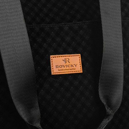 Schwarzer Damen-Shopper aus Polyester mit geometrischem Muster – Rovicky