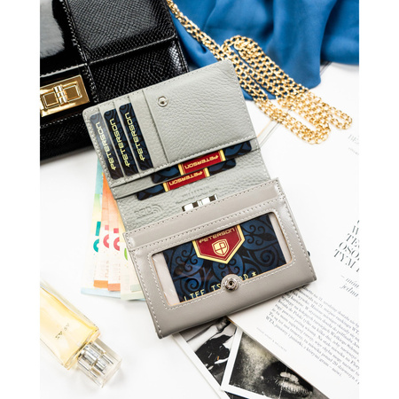 Mittelgroße Damen Geldbörse aus Kunst- und Echtleder in Weiß – Peterson