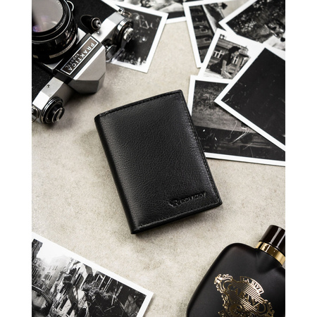 Schwarze Herren-Geldbörse aus echtem Leder mit Fahrzeugbrieffach - Rovicky