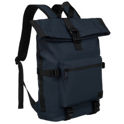 Geräumiger City-Rolltop-Rucksack in Dunkelblau mit Außentasche – Peterson