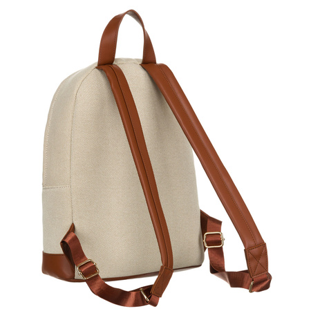 Großer, urbaner Damen Rucksack in Beige-Braun mit Außentasche – Peterson