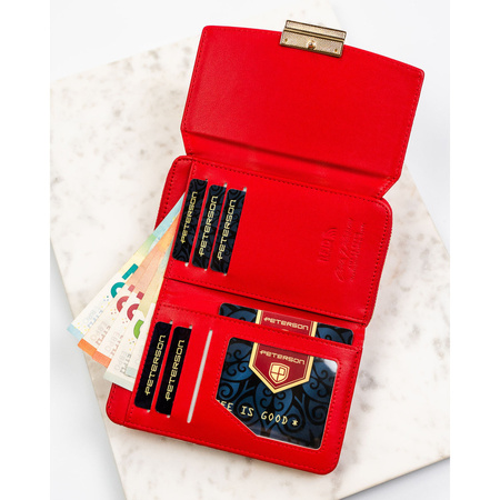 Multifarbene Damen-Geldbörse aus Öko-Leder mit floralem Muster - Peterson