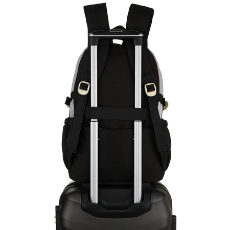 Grau-schwarzer Schulrucksack aus Polyester mit zusätzlicher Tasche - Peterson