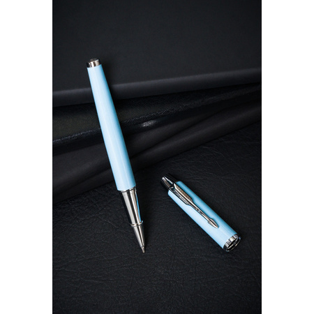 Blau-silberner Metallkugelschreiber mit schwarzer Mine - Peterson