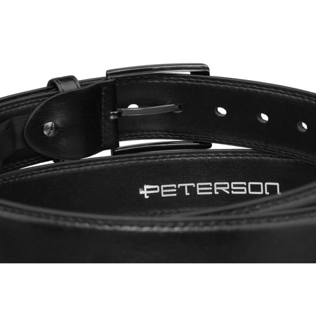 Schwarzer Herren-Gürtel aus Öko-Leder mit traditioneller Schnalle - Peterson
