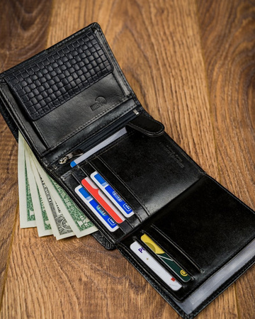 Schwarze Herren Geldbörse aus Echtleder – Forever Young®