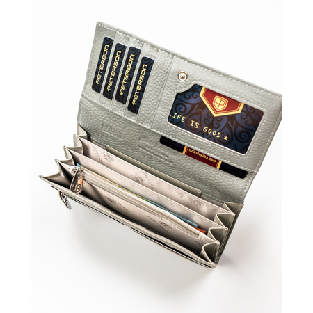 Große, weiße Damen Geldbörse aus Kunst- und Echtleder mit RFID-Schutz – Peterson