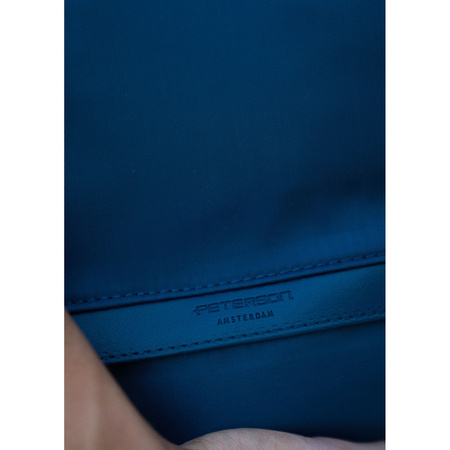 Damen-Rucksack aus Nylon und Öko-Leder in Marineblau, mit Reißverschluss – Peterson