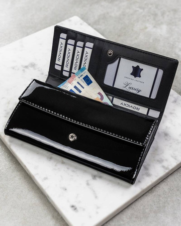 Geräumige, große Damen Geldbörse aus echtem Leder mit Druckknopf – 4U Cavaldi