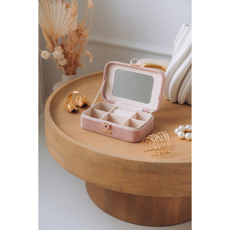 Geräumige, elegante Schatulle in Rosa mit Schlüsselverschluss – Peterson
