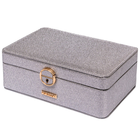 Graue, elegante Schatulle mit Schnappverschluss und Schlüssel – Peterson