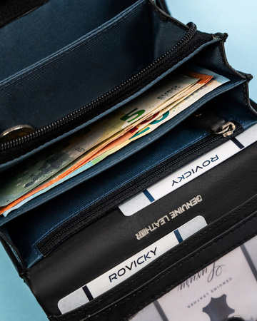 Geräumige Damen Geldbörse aus Leder mit Pfauenfeder-Muster – Rovicky